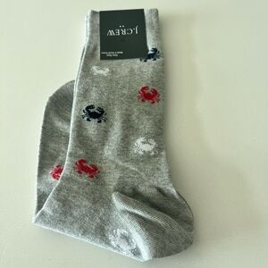 J. Crew Gray Socks with Red, White and Blue Crab Design, NWT